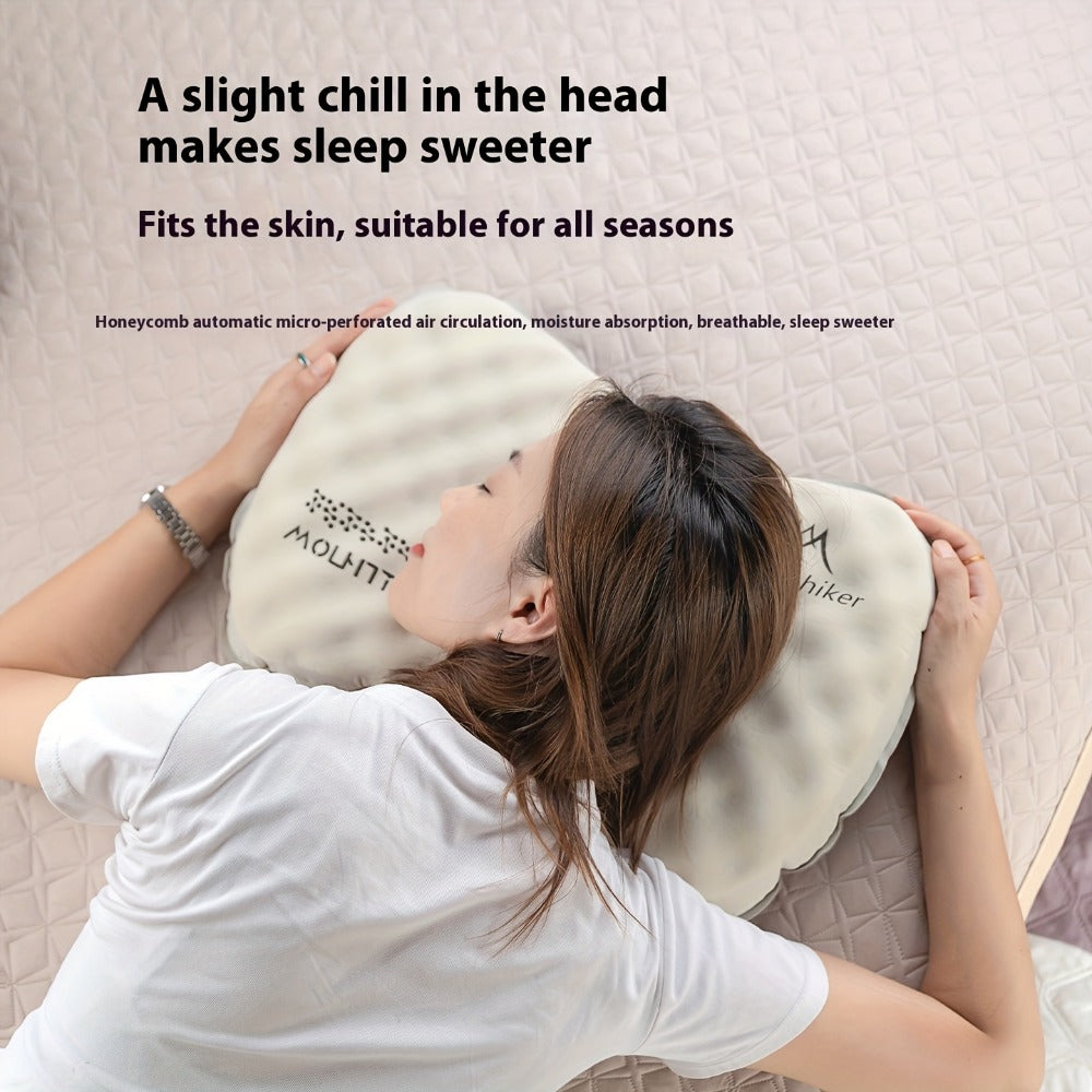 Mountainhiker Inflatable Pillow - Camping Essentials | Soft Texture Pillow - All-Season Comfort for Camping And Travel - Soft, Quiet, Washable - Multi-Position Sleeping Pad