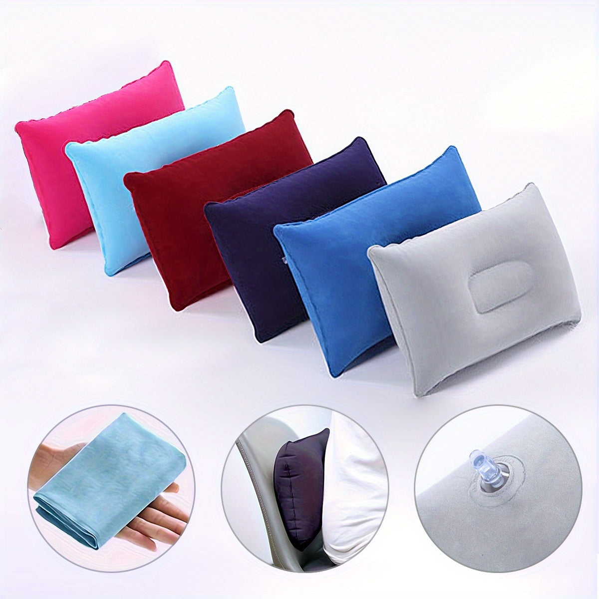 Travel Multi-Functional Inflatable Pillow Set(2-Pack)- Compact Essential, Provides Neck and Lumbar Support, Suitable for Office, Car, Camping, Hiking, and Naps. Suitable for Providing Neck Support on Airplanes, During Office Breaks, and Outdoor Act