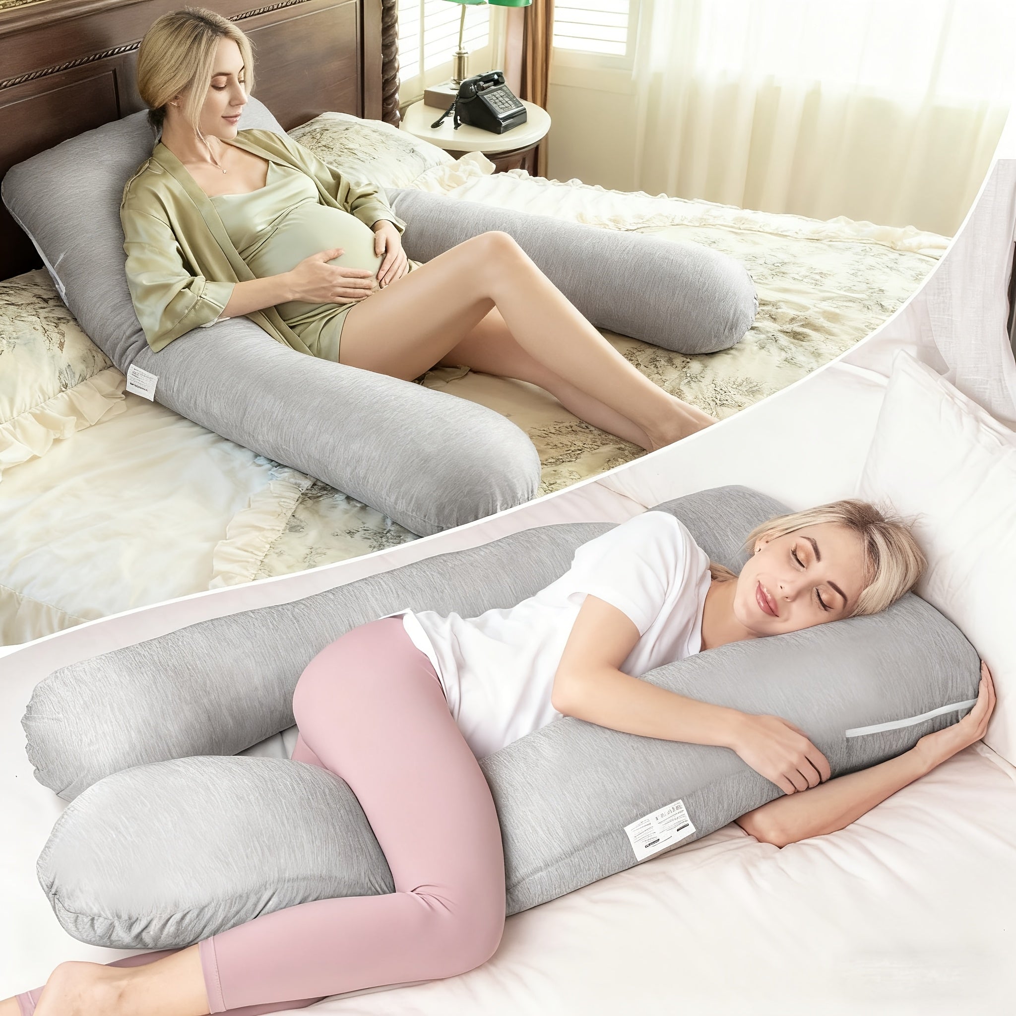 Full Body Pregnancy Pillow - Large U-Shaped 3D Belly Support with Memory Foam, Maternity Bed Pillow for Back, Hips, Legs & Postpartum Nursing, Adjustable C-Shaped\u002FL-Silhouette, Lightweight Plush Filling - Ideal Gift for Expecting Moms