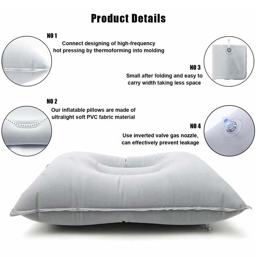 Travel Multi-Functional Inflatable Pillow Set(2-Pack)- Compact Essential, Provides Neck and Lumbar Support, Suitable for Office, Car, Camping, Hiking, and Naps. Suitable for Providing Neck Support on Airplanes, During Office Breaks, and Outdoor Act