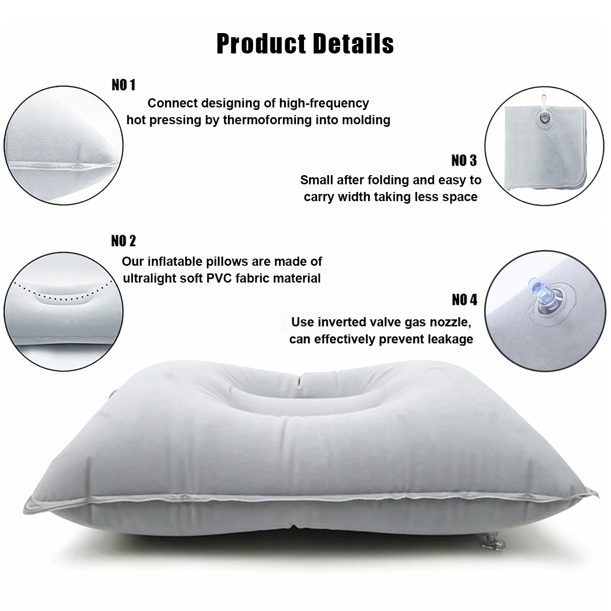 Travel Multi-Functional Inflatable Pillow Set(2-Pack)- Compact Essential, Provides Neck and Lumbar Support, Suitable for Office, Car, Camping, Hiking, and Naps. Suitable for Providing Neck Support on Airplanes, During Office Breaks, and Outdoor Act