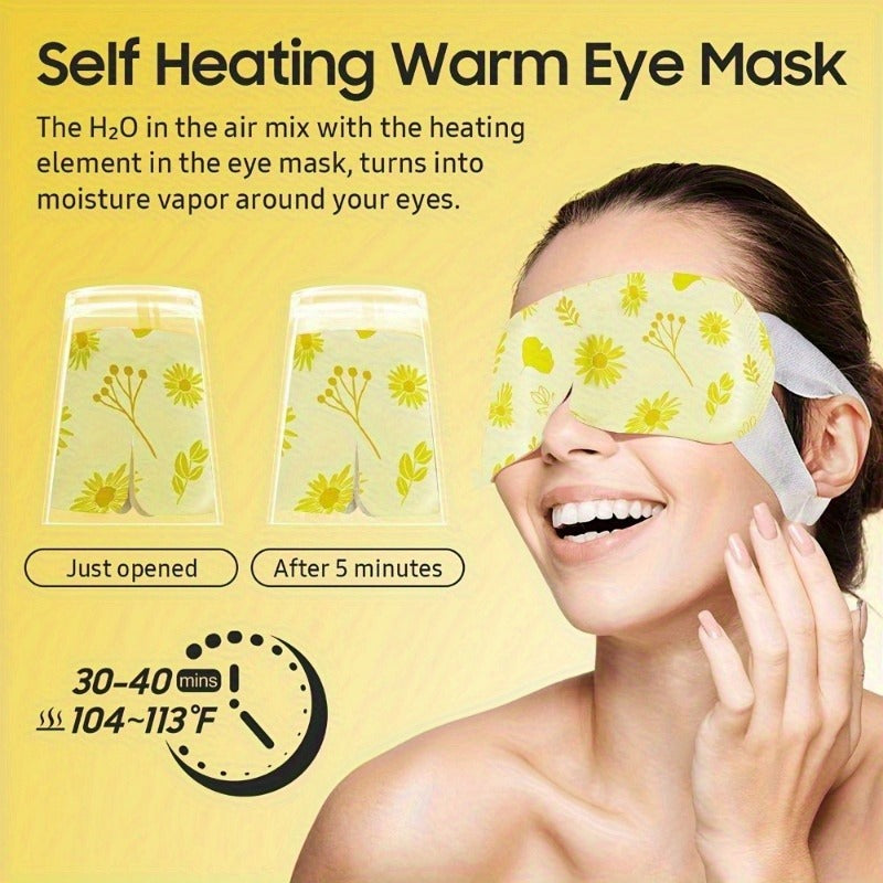 20pcs Chamomile Steam Eye Mask Set, Latex-Free, And Warm Eye Mask Is Suitable for All Skin Types, Self- Eye Mask Is Suitable for Sleep, Spa, Travel - Relaxation Gift for Men And Women
