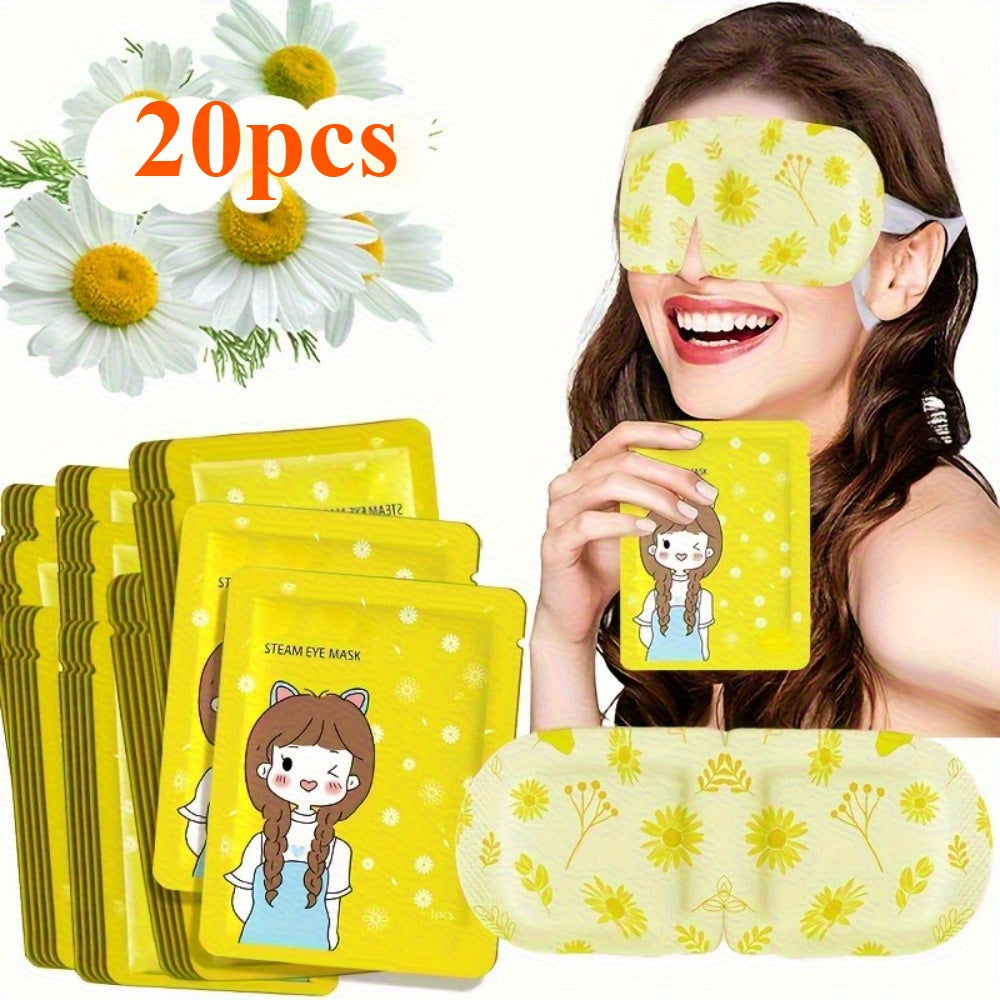 20pcs Chamomile Steam Eye Mask Set, Latex-Free, And Warm Eye Mask Is Suitable for All Skin Types, Self- Eye Mask Is Suitable for Sleep, Spa, Travel - Relaxation Gift for Men And Women
