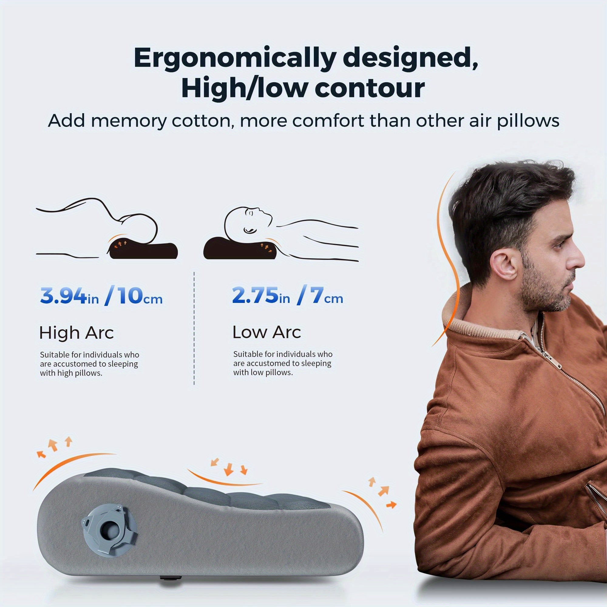 FLEXTAILGEAR Outdoor Camping Inflatable Pillow, Nap&Sleep Blowing Waist Cushion, Portable Travel Pillow(this Product Only Requires Air Pump for Inflation, Pump Not Included) Ultra-Lightweight, Easy to Store. for Hiking, Home Holiday Office Sleeping