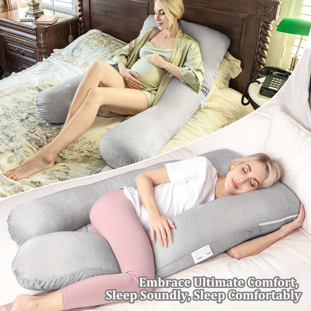 Full Body Pregnancy Pillow - Large U-Shaped 3D Belly Support with Memory Foam, Maternity Bed Pillow for Back, Hips, Legs & Postpartum Nursing, Adjustable C-Shaped\u002FL-Silhouette, Lightweight Plush Filling - Ideal Gift for Expecting Moms