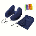 Autumn And Winter Travel And Holiday Gifts H-Type Inflatable Neck Pillow | Camping Tent Significant Other | Including Removable Cap + 5 Pairs of Earplugs Set | Car Plane Dual-Purpose | High-Density Crystal Velvet Fabric | Light