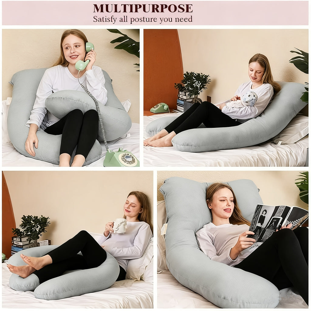 Full Body Pregnancy Pillow - Large U-Shaped 3D Belly Support with Memory Foam, Maternity Bed Pillow for Back, Hips, Legs & Postpartum Nursing, Adjustable C-Shaped\u002FL-Silhouette, Lightweight Plush Filling - Ideal Gift for Expecting Moms