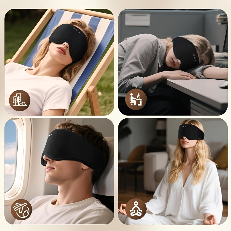 White Noise Bluetooth Sleep Mask Headphones with 3D Weighted Hot\u002FCold Relax Gel Eye Mask, Detachable Bamboo Cover. Set Includes Two 3D Detachable Eye Masks. Perfect Birthday Gift or Valentine's Day Present. Built-in 29 White Noise Options