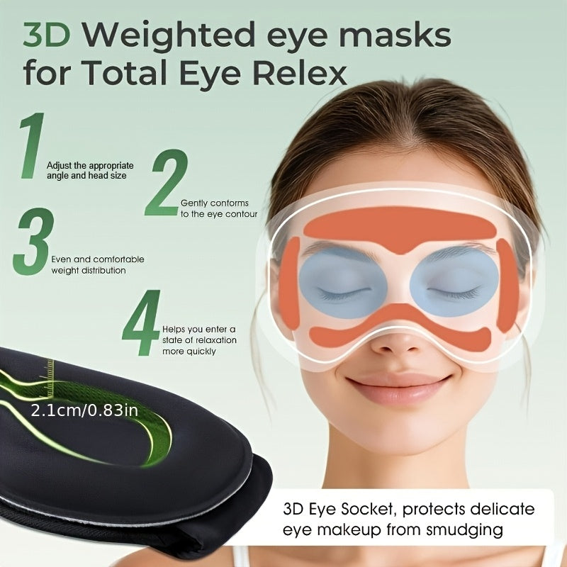 White Noise Bluetooth Sleep Mask Headphones with 3D Weighted Hot\u002FCold Relax Gel Eye Mask, Detachable Bamboo Cover. Set Includes Two 3D Detachable Eye Masks. Perfect Birthday Gift or Valentine's Day Present. Built-in 29 White Noise Options