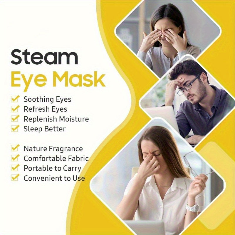 20pcs Chamomile Steam Eye Mask Set, Latex-Free, And Warm Eye Masks Suitable for All Skin Types, Self- Eye Masks for Sleep, Spa And Travel - Relaxing Gifts for Men And Women