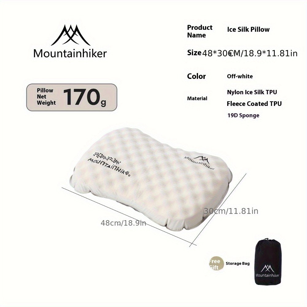 Mountainhiker Inflatable Pillow - Camping Essentials | Soft Texture Pillow - All-Season Comfort for Camping And Travel - Soft, Quiet, Washable - Multi-Position Sleeping Pad