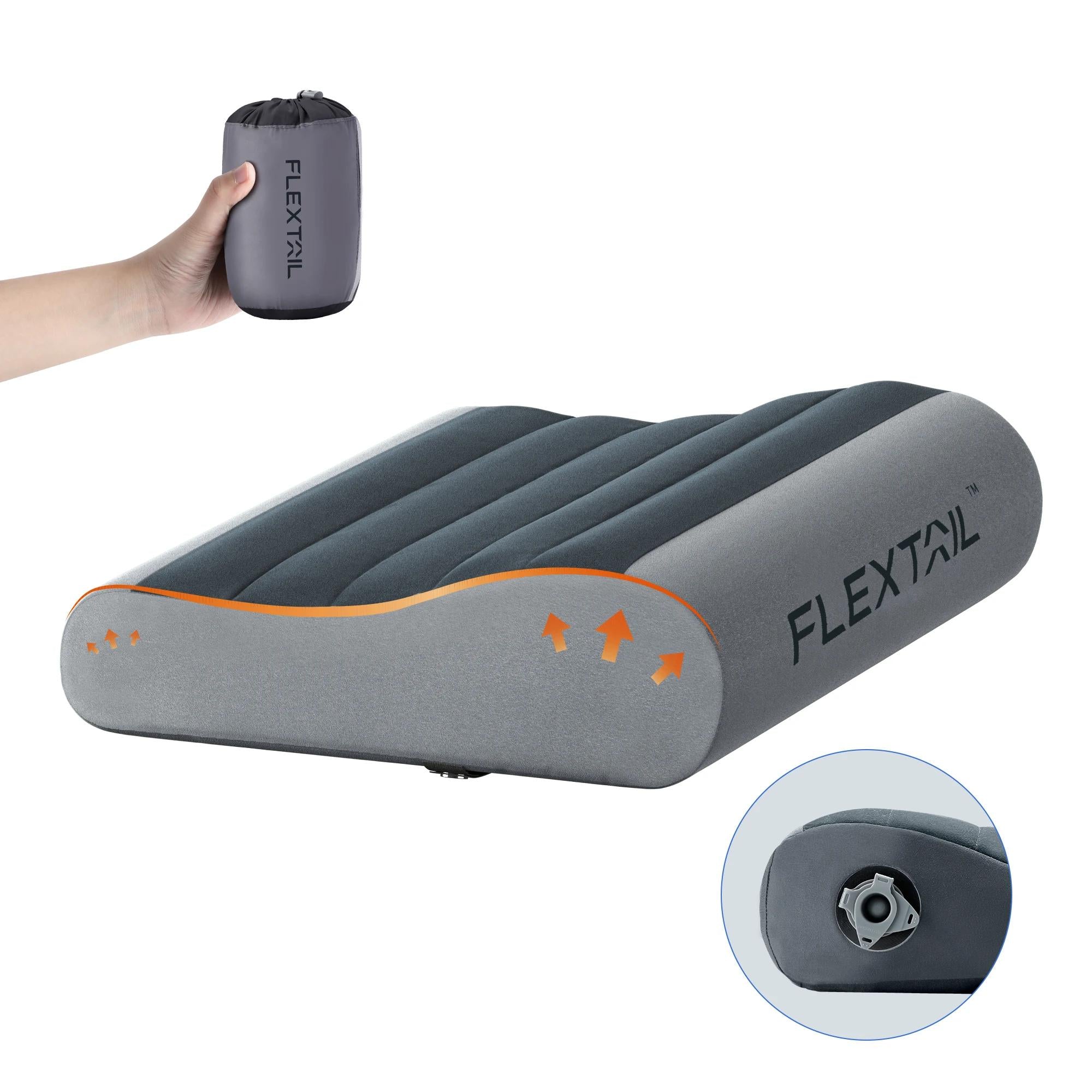 FLEXTAILGEAR Outdoor Camping Inflatable Pillow, Nap&Sleep Blowing Waist Cushion, Portable Travel Pillow(this Product Only Requires Air Pump for Inflation, Pump Not Included) Ultra-Lightweight, Easy to Store. for Hiking, Home Holiday Office Sleeping