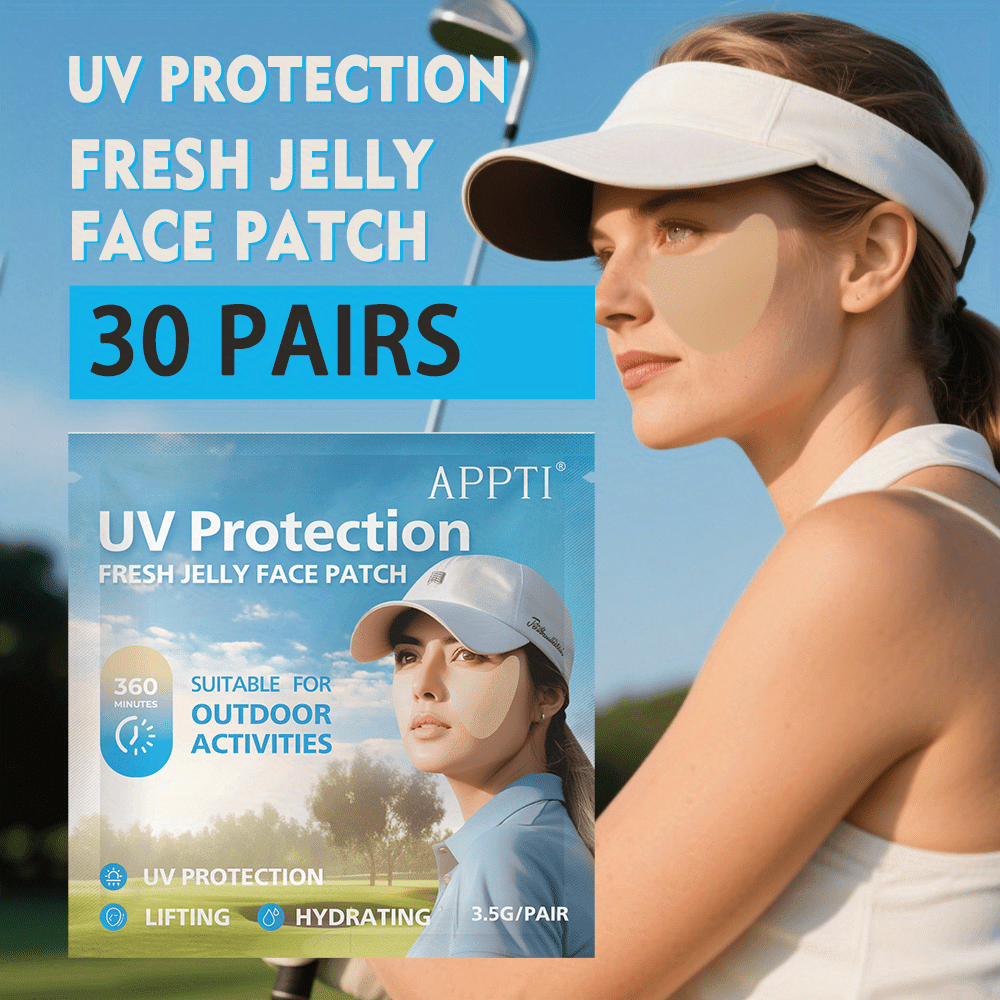 30 Pairs APPTI Protection Fresh Jelly Face& Eye Mask- Moisturizing, Brightening& Firming Light Beige with Rose Scent, Alcohol-Free for All Light Beige Types, Golf, Outdoor Activities& Picnics, Picnic Essentials, Sporty Skincare, Hydrating Formula