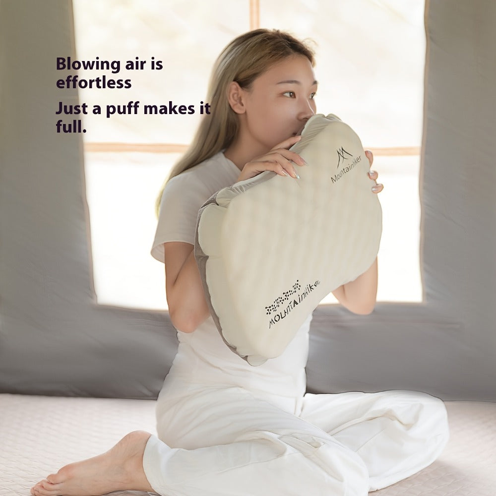 Mountainhiker Inflatable Pillow - Camping Essentials | Soft Texture Pillow - All-Season Comfort for Camping And Travel - Soft, Quiet, Washable - Multi-Position Sleeping Pad