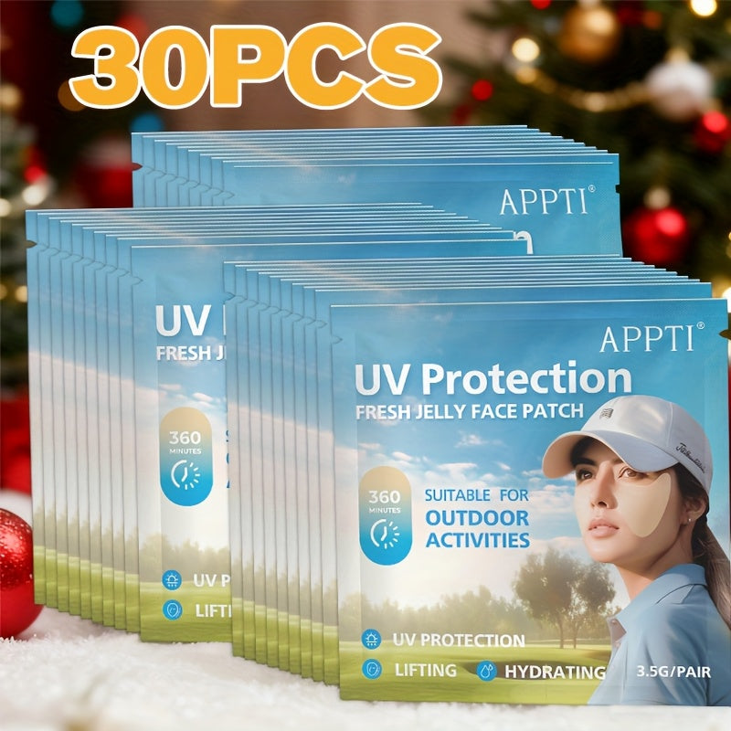 30 Pairs APPTI Protection Fresh Jelly Face& Eye Mask- Moisturizing, Brightening& Firming Light Beige with Rose Scent, Alcohol-Free for All Light Beige Types, Golf, Outdoor Activities& Picnics, Picnic Essentials, Sporty Skincare, Hydrating Formula