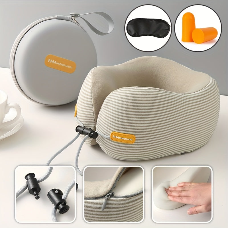 Memory Cotton U-Shaped Pillow Travel Neck Pillow Airplane Sleeping Pillow Neck Pillow Cervical Spine Neck Pillow Portable U-Shaped Pillow