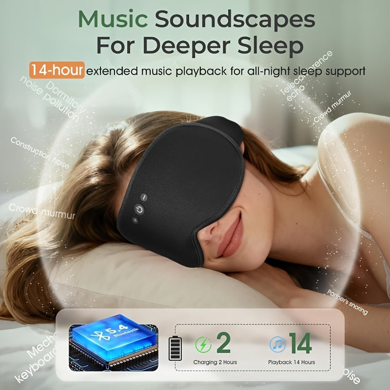 White Noise Bluetooth Sleep Mask Headphones with 3D Weighted Hot\u002FCold Relax Gel Eye Mask, Detachable Bamboo Cover. Set Includes Two 3D Detachable Eye Masks. Perfect Birthday Gift or Valentine's Day Present. Built-in 29 White Noise Options
