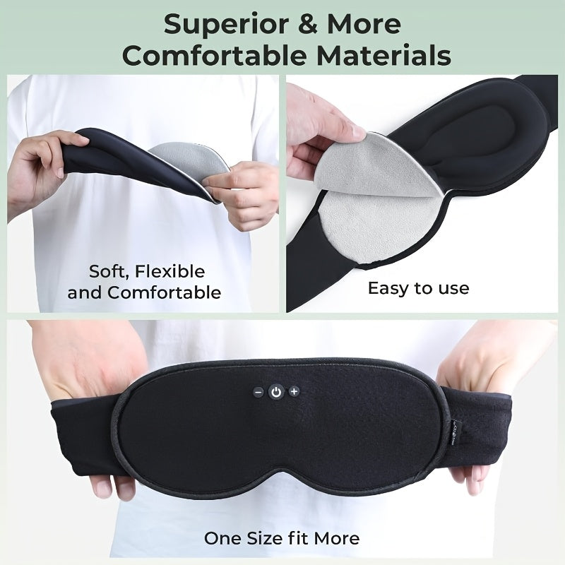 White Noise Bluetooth Sleep Mask Headphones with 3D Weighted Hot\u002FCold Relax Gel Eye Mask, Detachable Bamboo Cover. Set Includes Two 3D Detachable Eye Masks. Perfect Birthday Gift or Valentine's Day Present. Built-in 29 White Noise Options