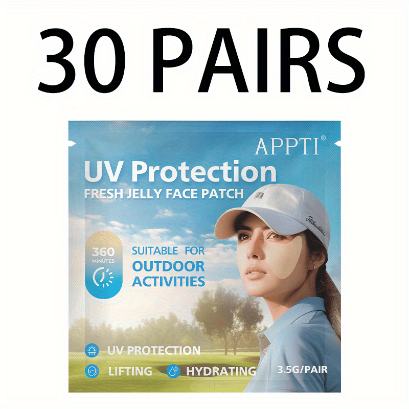 30 Pairs APPTI Protection Fresh Jelly Face& Eye Mask- Moisturizing, Brightening& Firming Light Beige with Rose Scent, Alcohol-Free for All Light Beige Types, Golf, Outdoor Activities& Picnics, Picnic Essentials, Sporty Skincare, Hydrating Formula