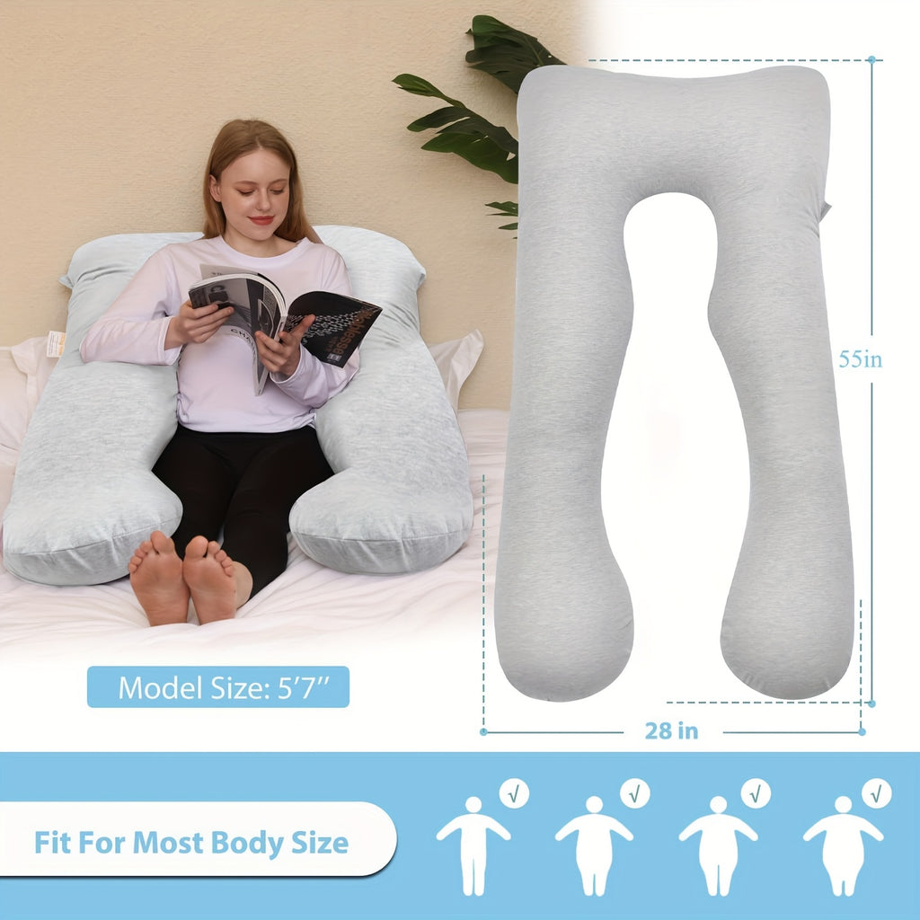 Full Body Pregnancy Pillow - Large U-Shaped 3D Belly Support with Memory Foam, Maternity Bed Pillow for Back, Hips, Legs & Postpartum Nursing, Adjustable C-Shaped\u002FL-Silhouette, Lightweight Plush Filling - Ideal Gift for Expecting Moms