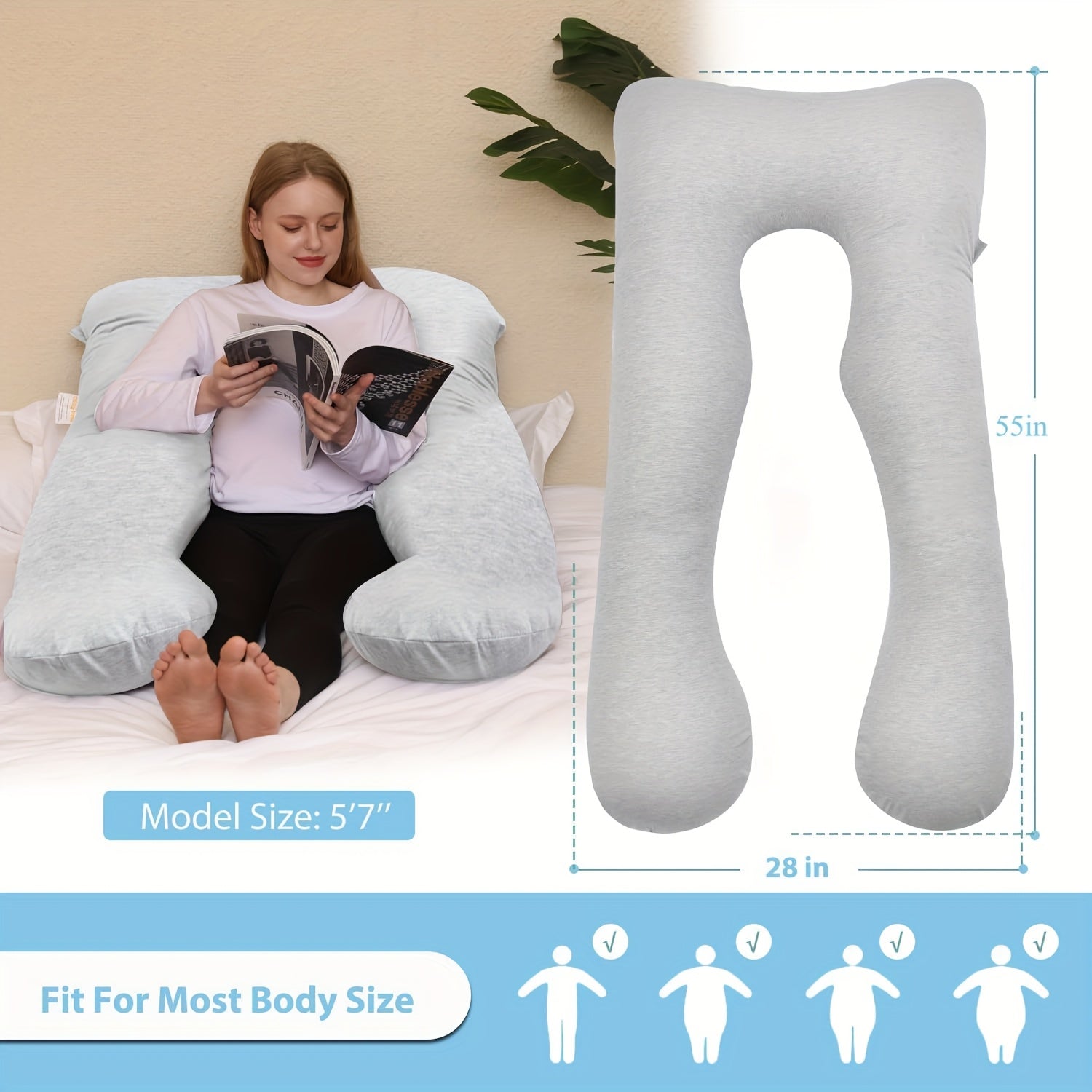 Full Body Pregnancy Pillow - Large U-Shaped 3D Belly Support with Memory Foam, Maternity Bed Pillow for Back, Hips, Legs & Postpartum Nursing, Adjustable C-Shaped\u002FL-Silhouette, Lightweight Plush Filling - Ideal Gift for Expecting Moms