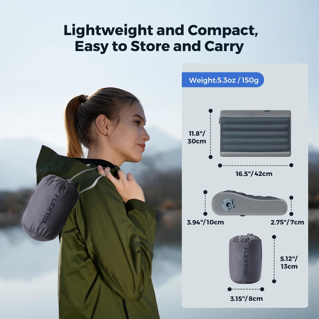 FLEXTAILGEAR Outdoor Camping Inflatable Pillow, Nap&Sleep Blowing Waist Cushion, Portable Travel Pillow(this Product Only Requires Air Pump for Inflation, Pump Not Included) Ultra-Lightweight, Easy to Store. for Hiking, Home Holiday Office Sleeping