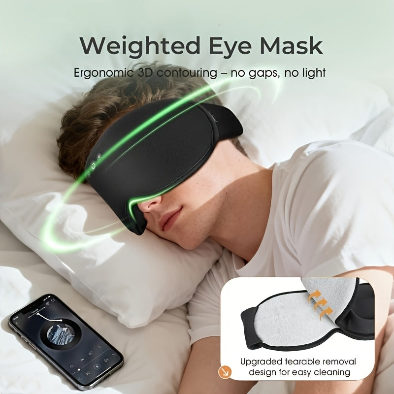 White Noise Bluetooth Sleep Mask Headphones with 3D Weighted Hot\u002FCold Relax Gel Eye Mask, Detachable Bamboo Cover. Set Includes Two 3D Detachable Eye Masks. Perfect Birthday Gift or Valentine's Day Present. Built-in 29 White Noise Options