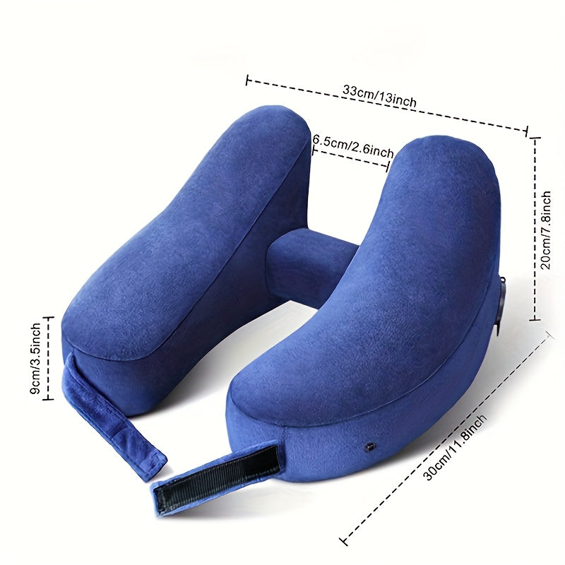Travel Cervical Pillow - Inflatable Airplane Type Cervical Pillow for Comfortable Head, Neck And Jaw Support with Soft Flocking Cover And Convenient Drawstring Bag (Black)