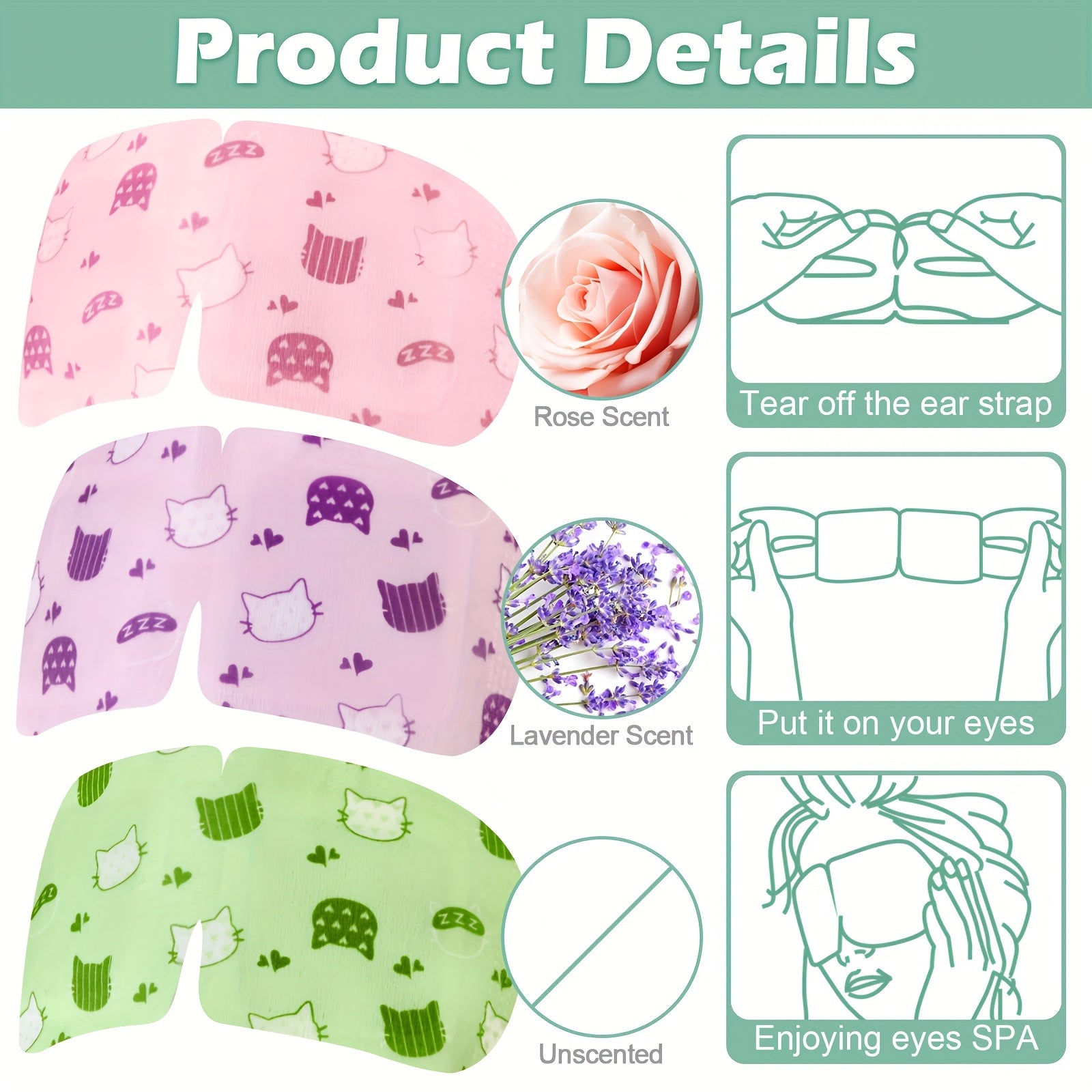 96 Pack Steam Eye Mask Disposable Self Heating Warm Compress, Unscented Lavender Rose Scented for Women Men Sleep Spa Travel Relaxing Gift